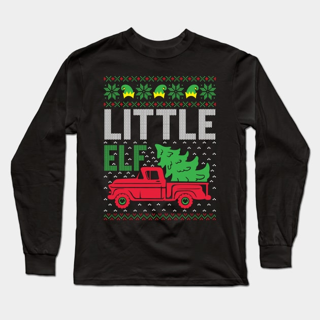 Little Elf ugly christmas sweater Long Sleeve T-Shirt by MZeeDesigns